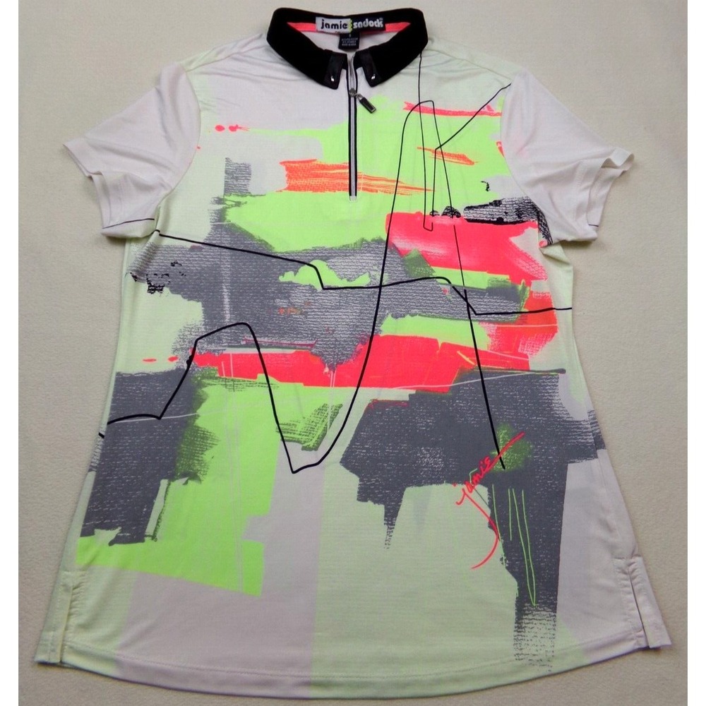 Jamie Sadock Golf Tennis Shirt‎ Womens Size S Multicolor Vibrant Abstract Print